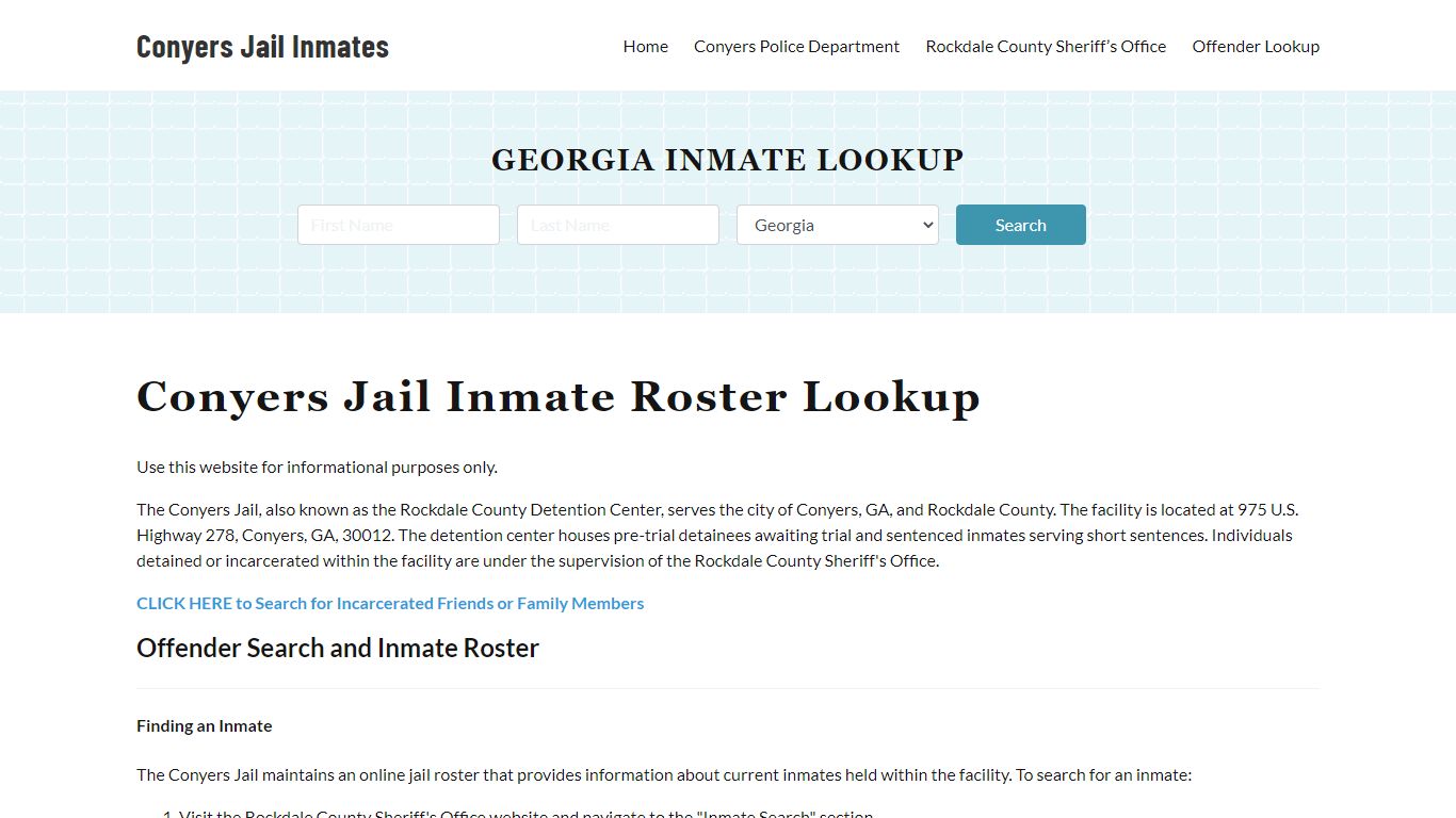 Conyers Jail Inmate Roster, Rockdale County, GA, Offender Search