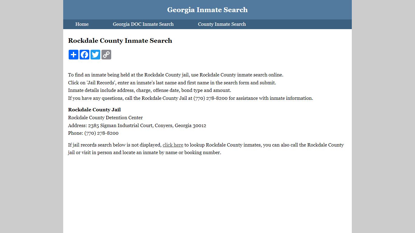 Rockdale County Inmate Search